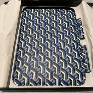 Prada Blue Geometric Saffiano Twist Leather iPad Tablet Case